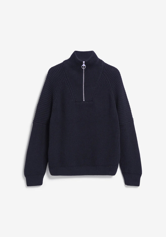 Armedangels | Le pull demi-zip "Kaalves" - Bleu marine