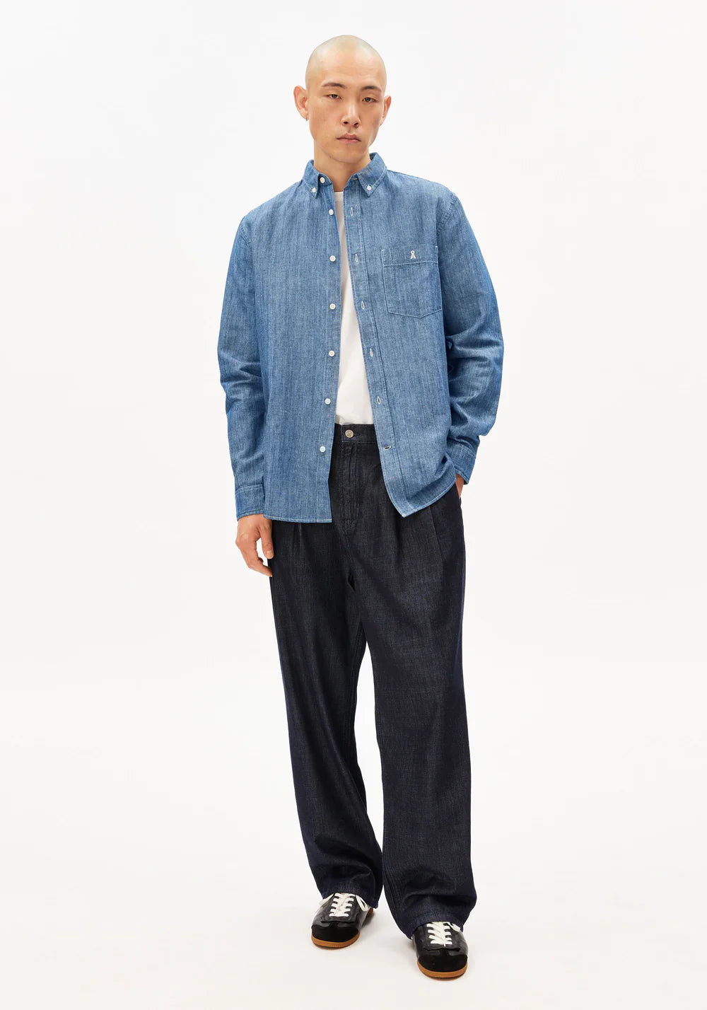 ARMEDANGELS | Chemise en chambray de lin et coton - Denim foncé