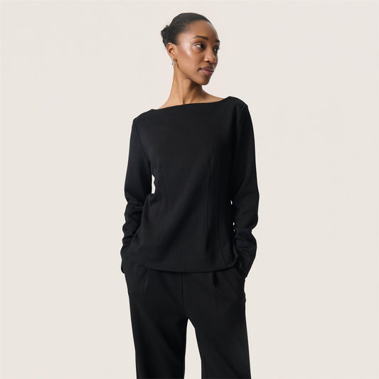 SOAKED IN LUXURY | Le pull à encolure bateau ''Marigold'' - Noir