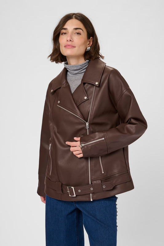 Culture | Veste biker en simili cuir CUmimbo - Marron