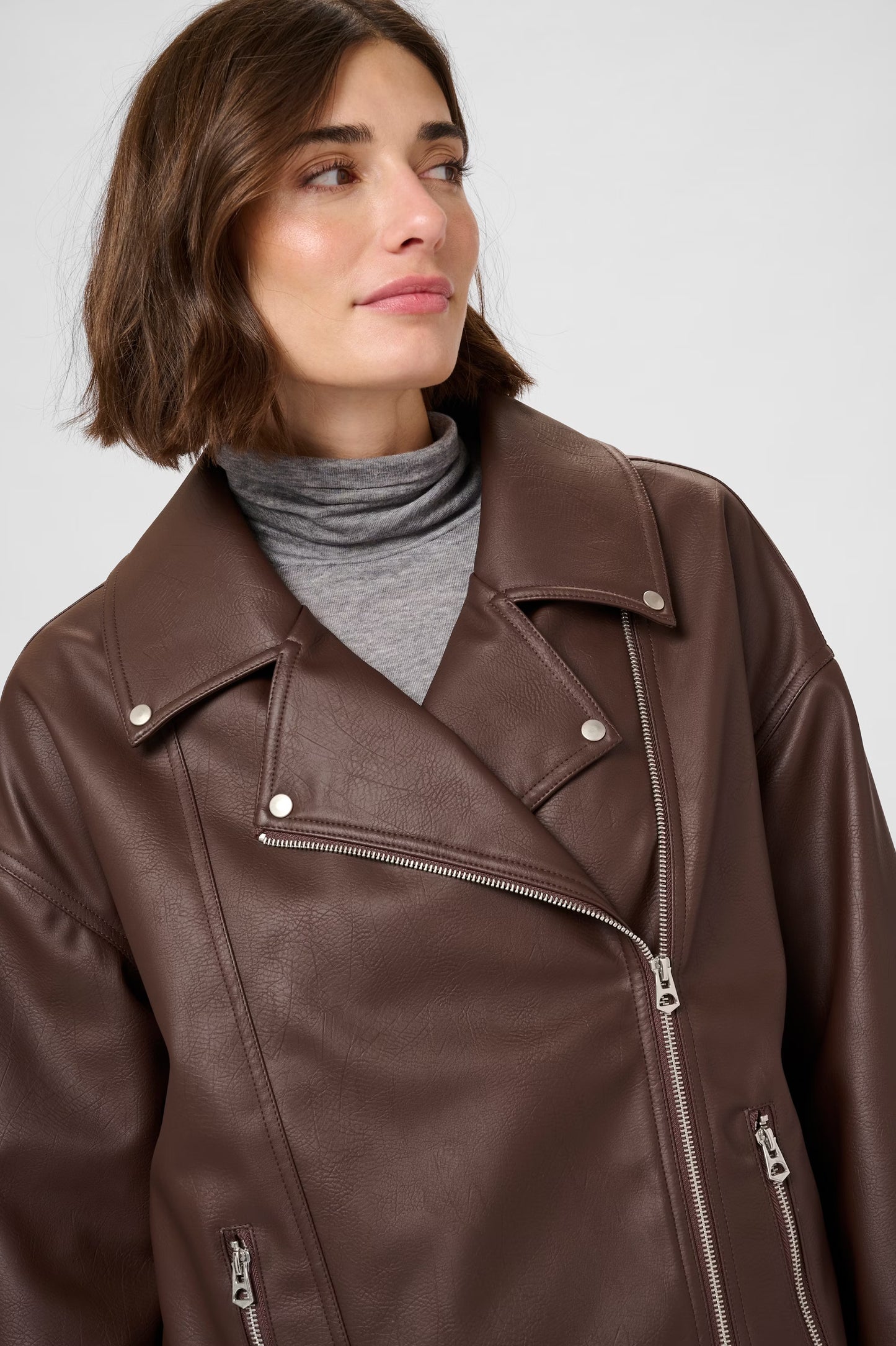 Culture | Veste biker en simili cuir CUmimbo - Marron