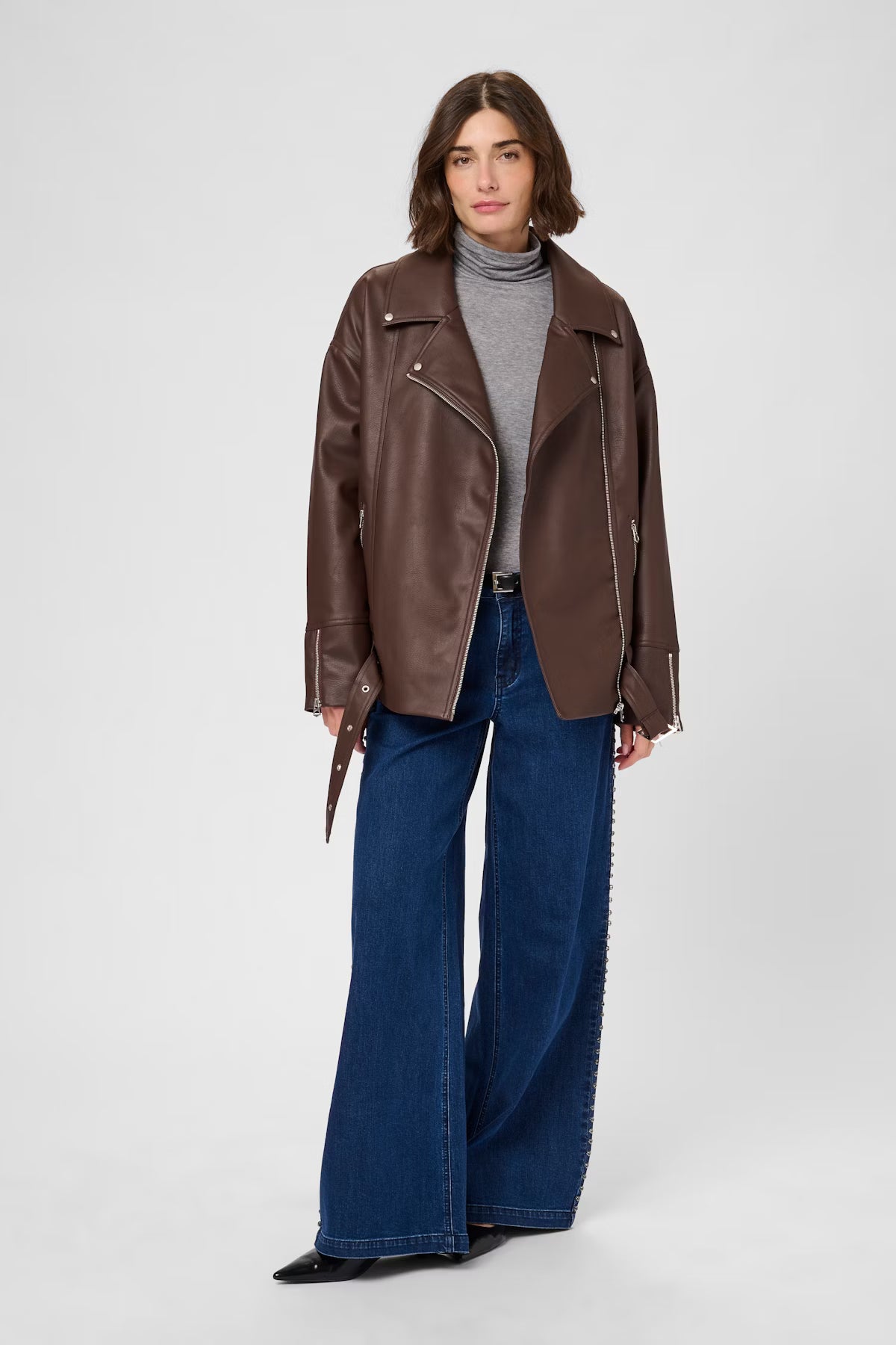 Culture | Veste biker en simili cuir CUmimbo - Marron