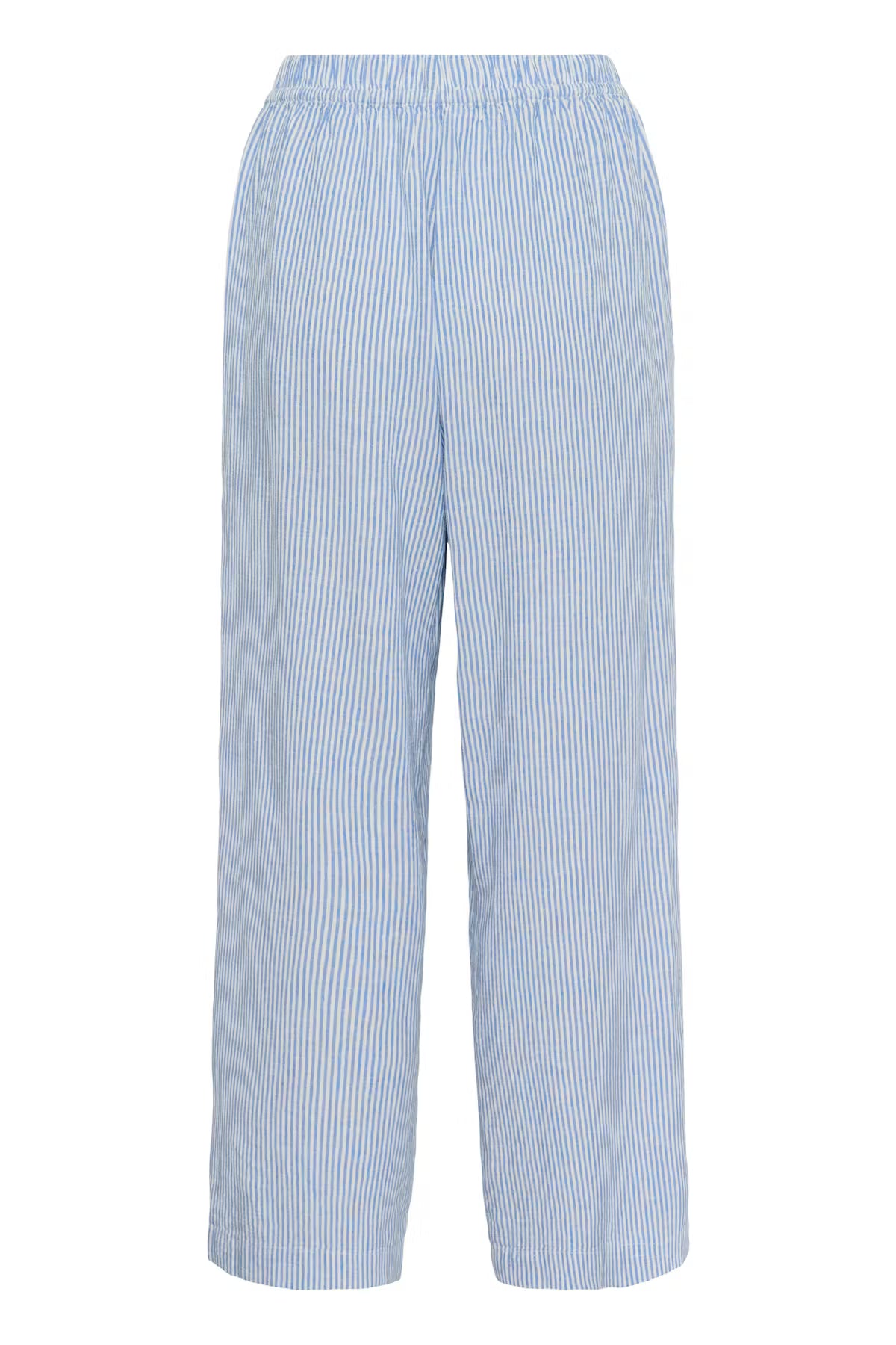 SOAKED IN LUXURY | Pantalons 'Aria'| Bleu/ blanc