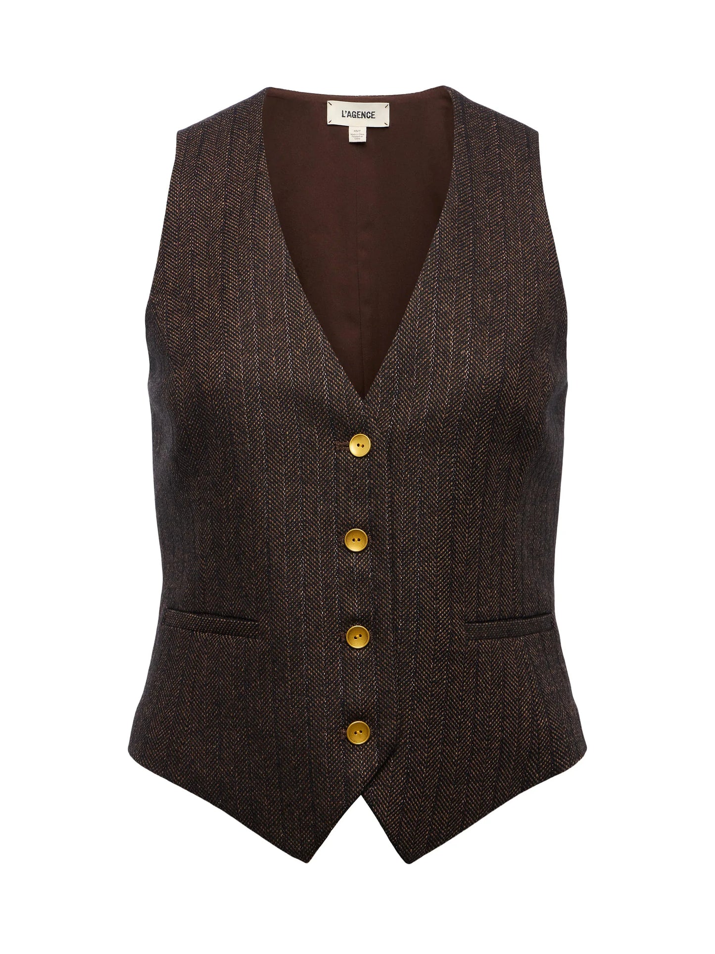 L'Agence | Gilet "DRINA"-Marron multicolore
