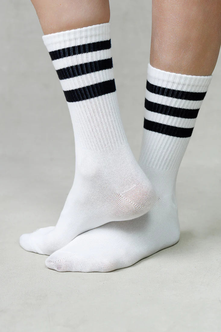Limlim | Chaussettes en coton doux à deux rayures - Blanc