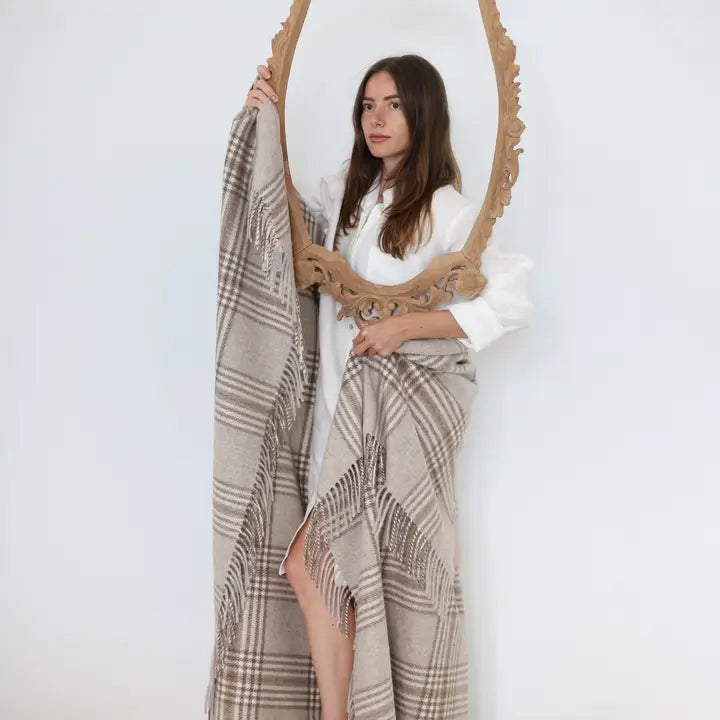 Linen Way | Couverture Stonehaven Alpaca - Ivoire et beige