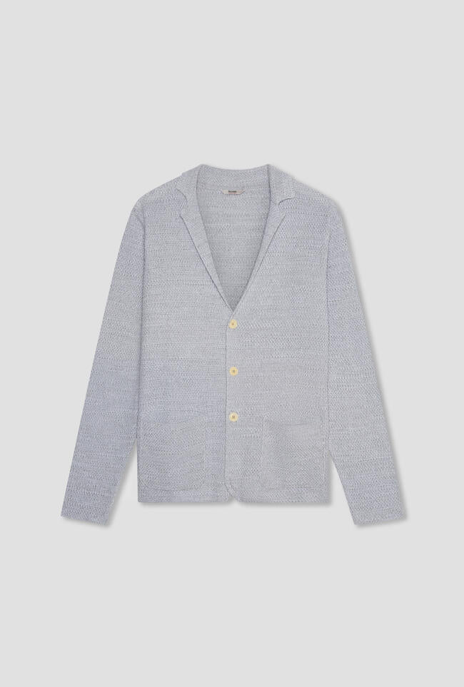 Ferrante | Cardigan en maille bicolore - Blanc/Gris