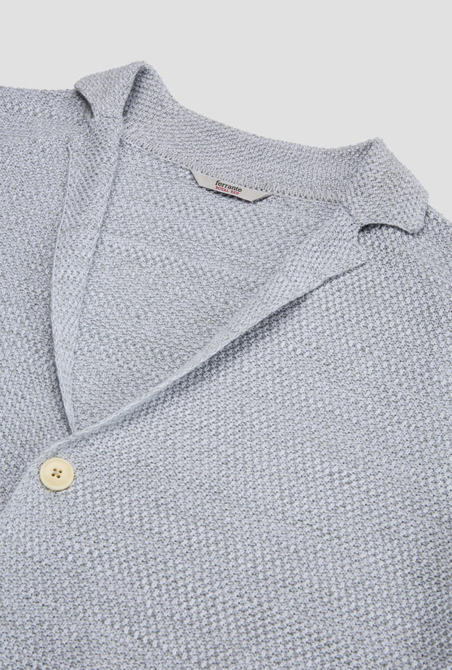 Ferrante | Cardigan en maille bicolore - Blanc/Gris