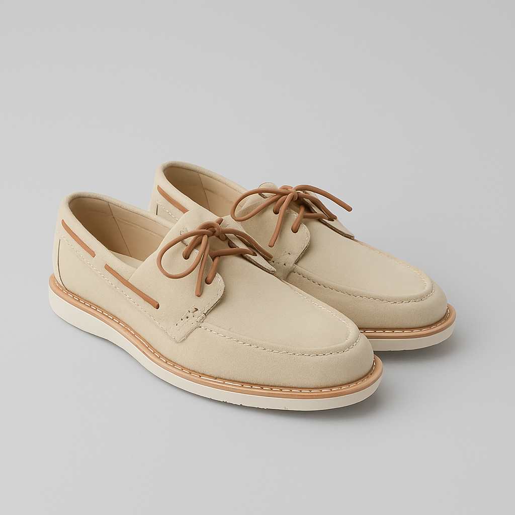 Astorflex | Chaussures bateau en daim ''Dockflex'' - Ecru