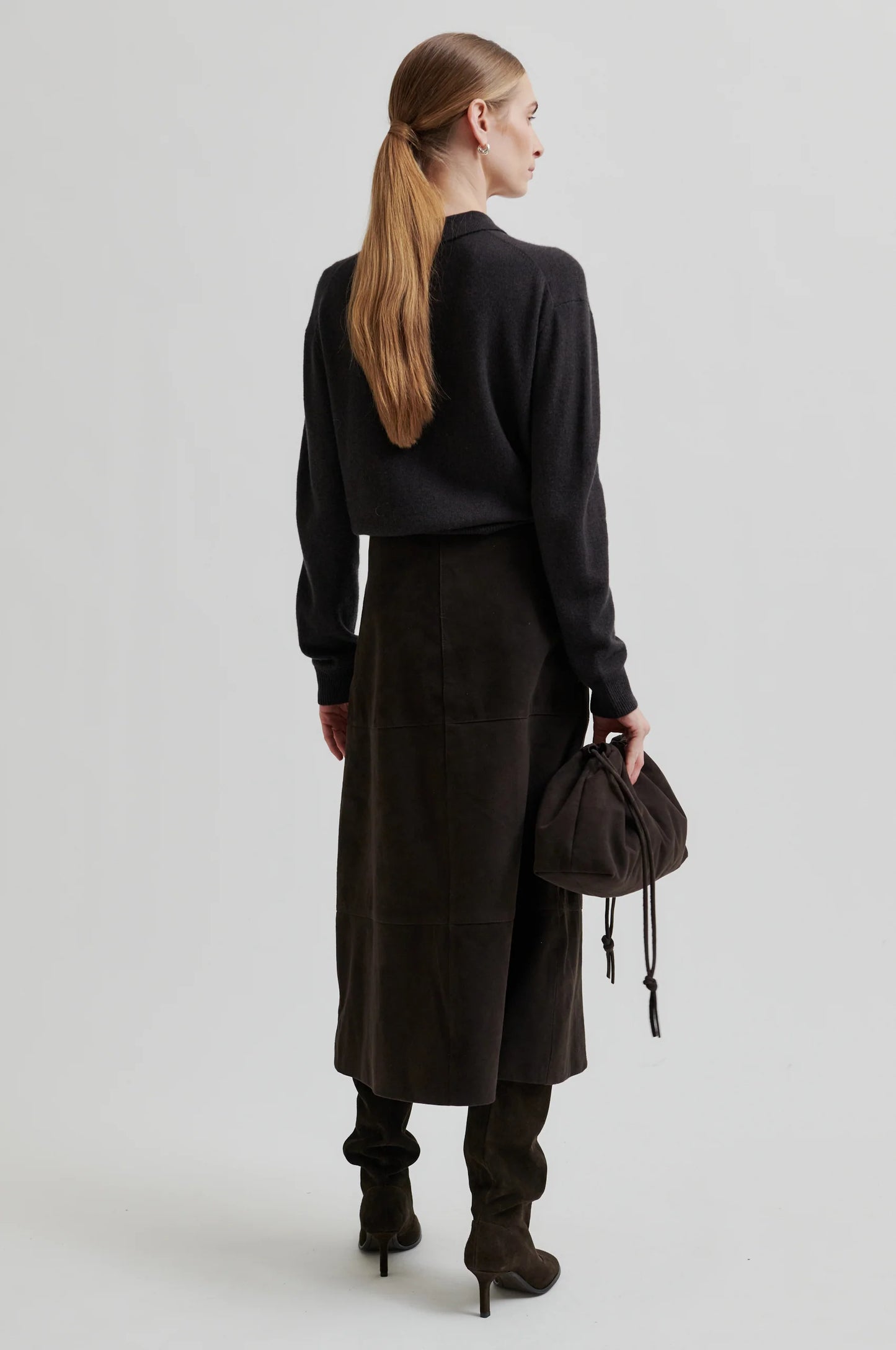 Second Female | Pull polo en laine et cachemire Vilena - Brun chocolat