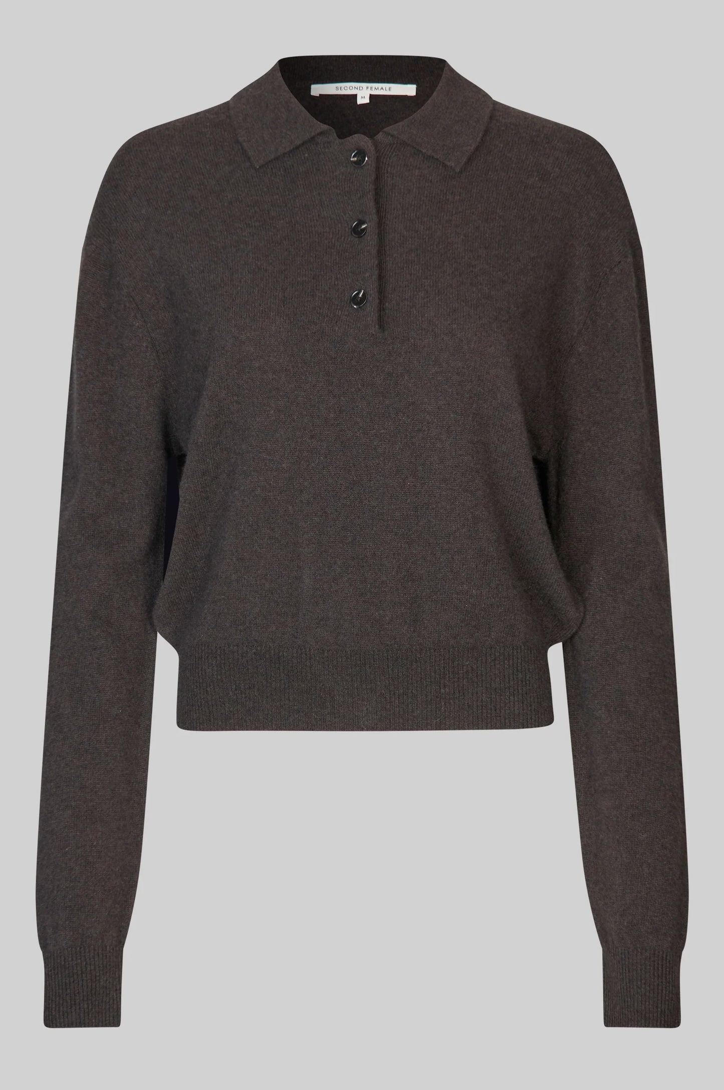 Second Female | Pull polo en laine et cachemire Vilena - Brun chocolat