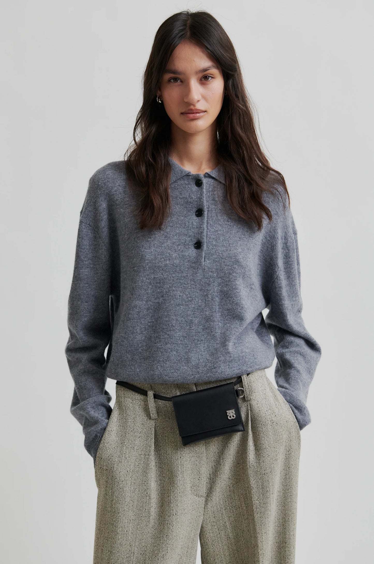 Second Female | Pull polo en laine et cachemire Vilena - gris