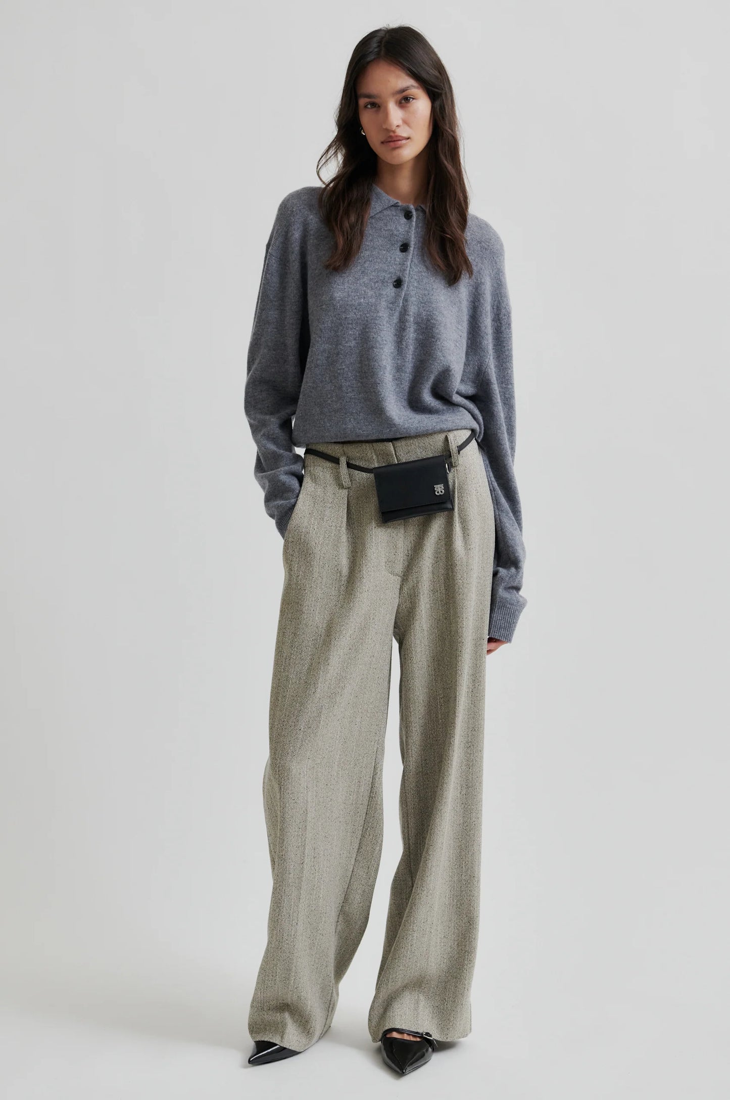 Second Female | Pull polo en laine et cachemire Vilena - gris
