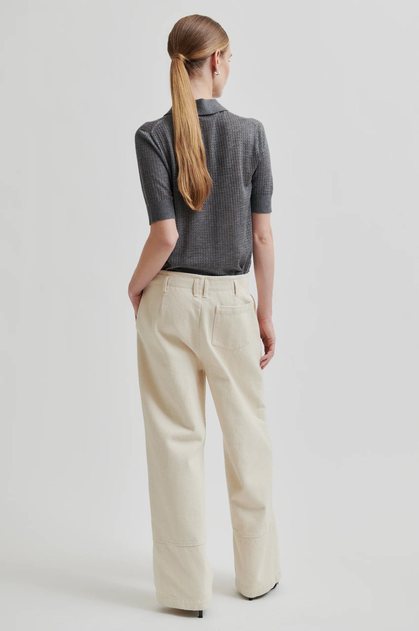 Second Female | Polo en maille semi-transparent Annika - Gris