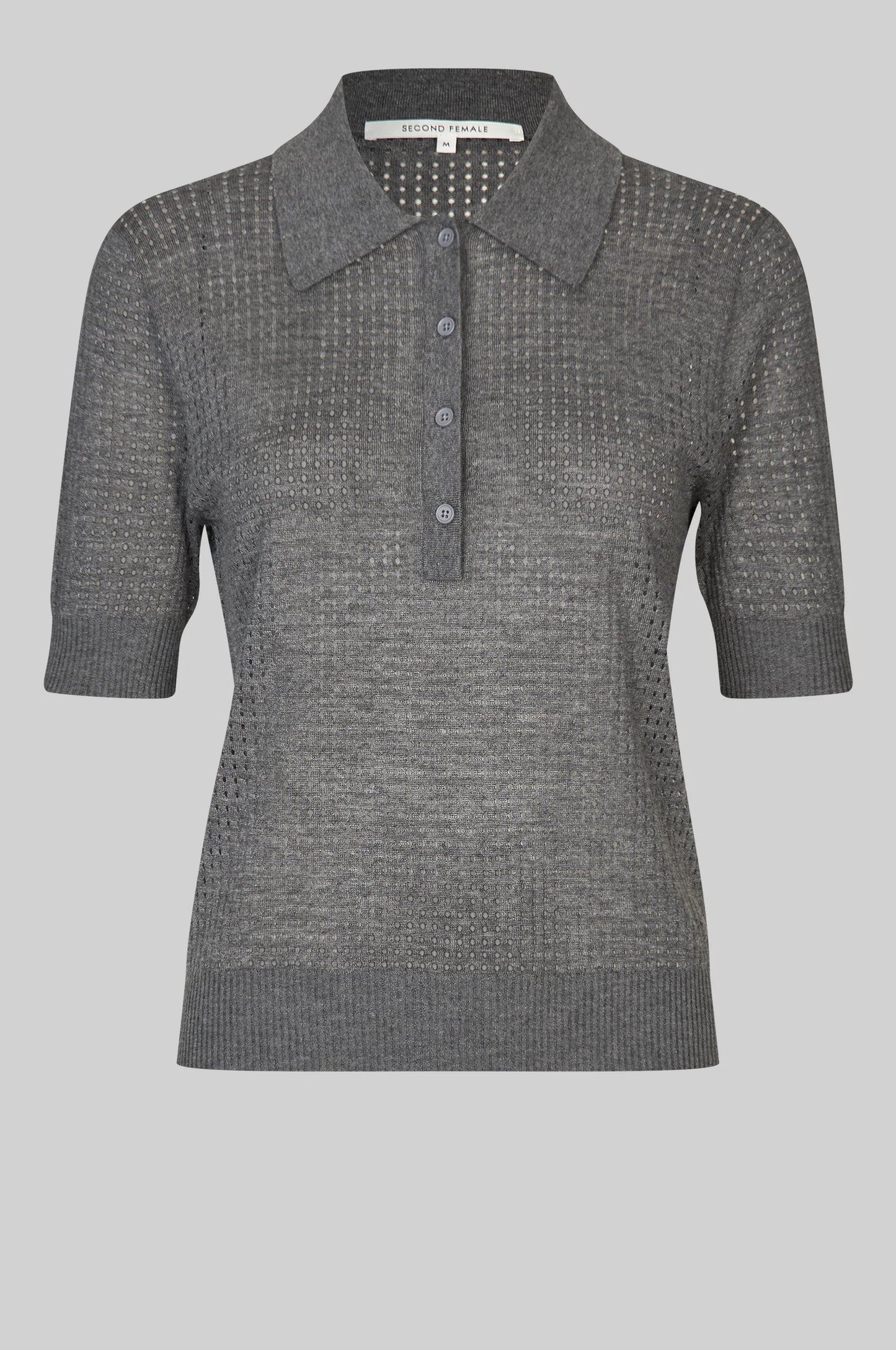 Second Female | Polo en maille semi-transparent Annika - Gris