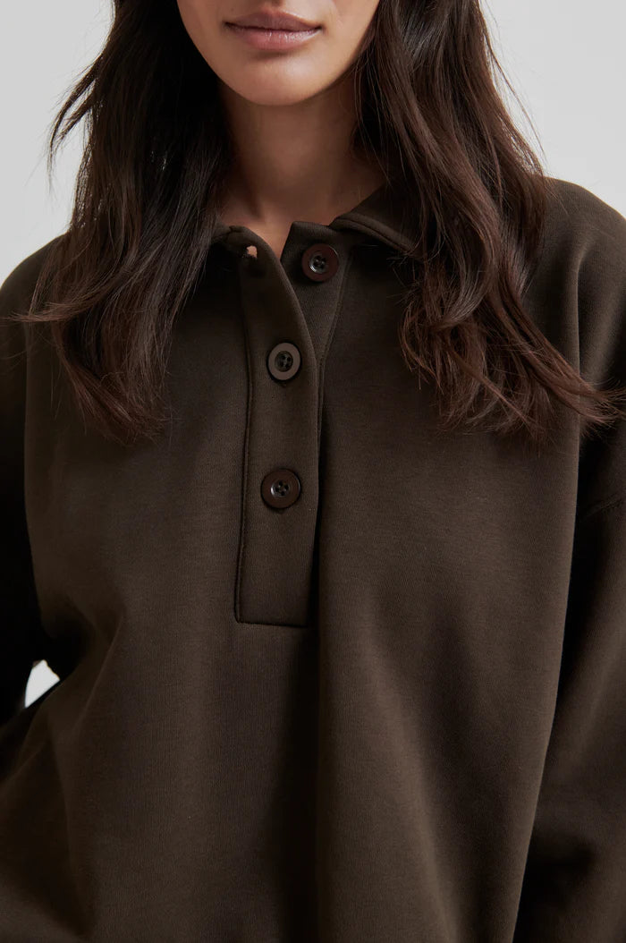 Second Female | Le sweat polo coupe ample Abadell - Marron