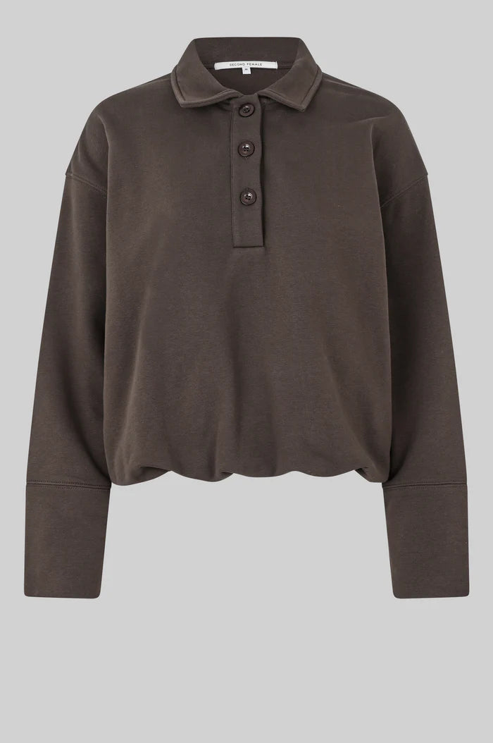 Second Female | Le sweat polo coupe ample Abadell - Marron