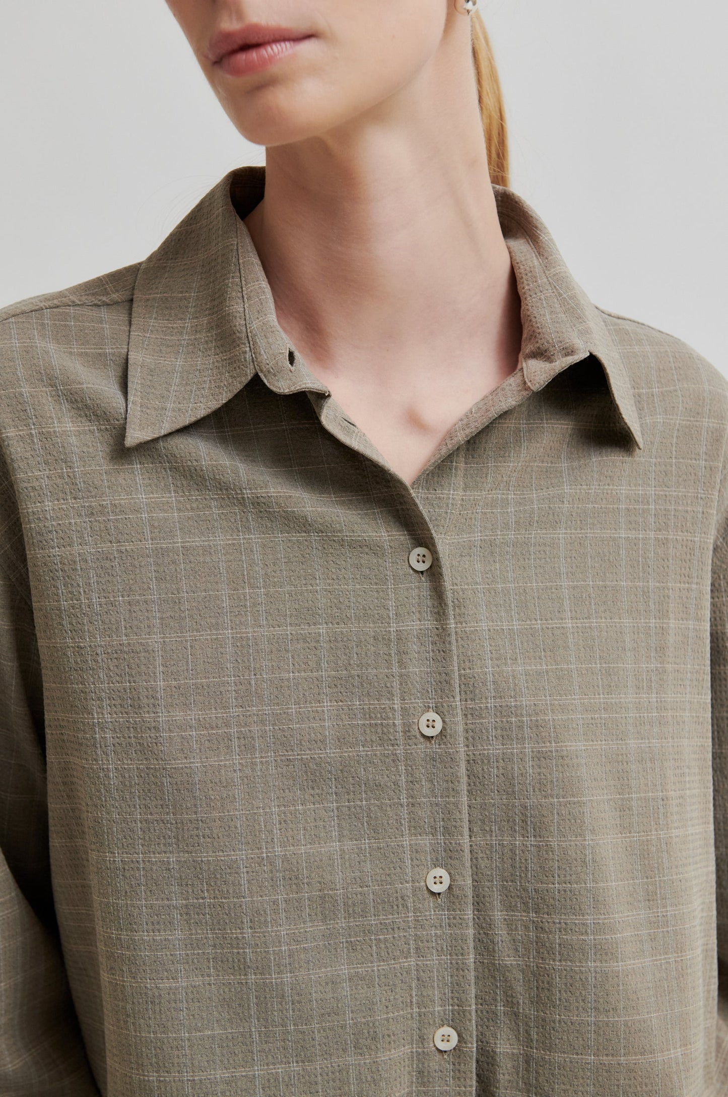 Second Female | Chemise courte texturée Maira - Marron moyen