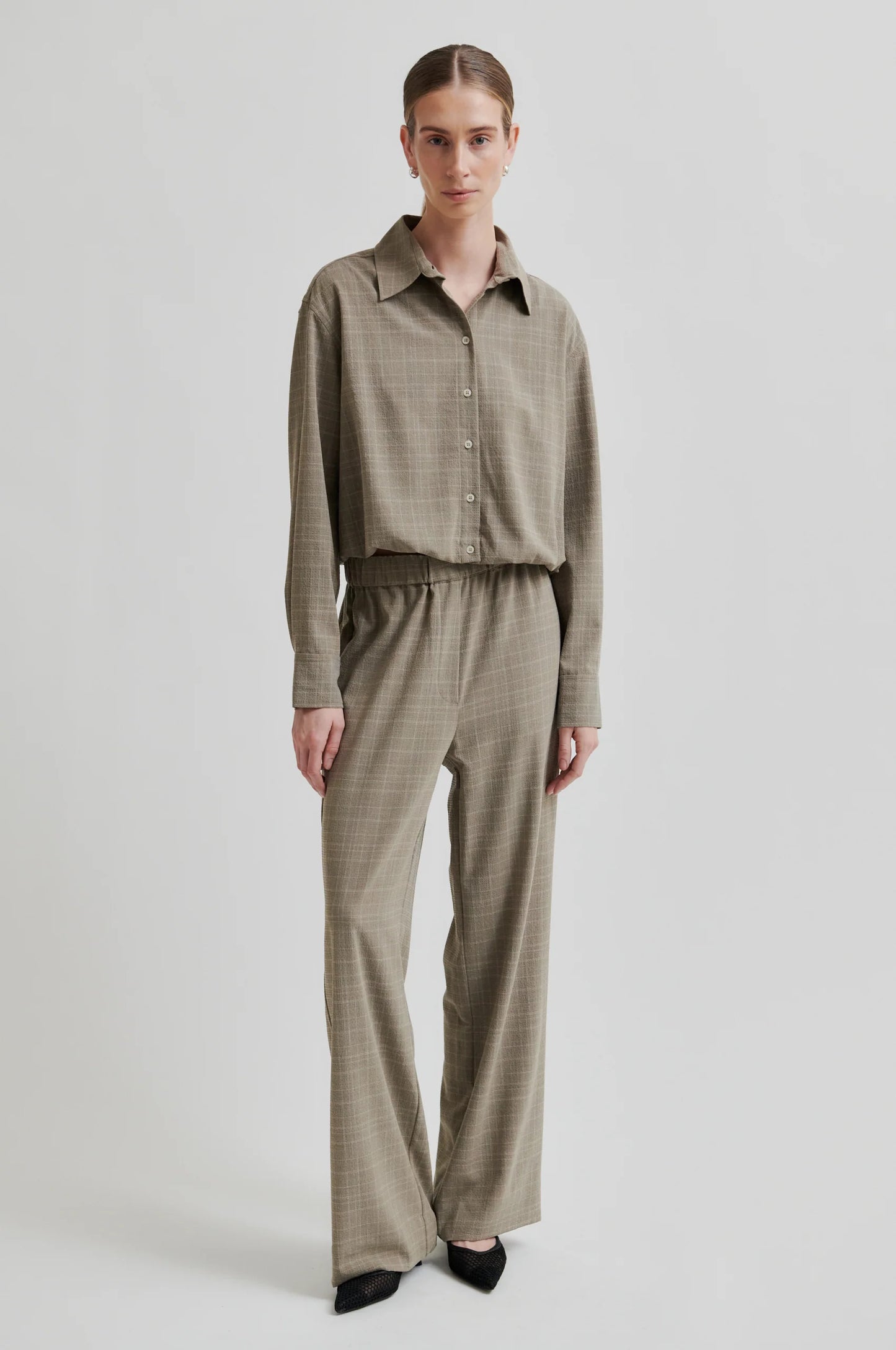 Second Female | Chemise courte texturée Maira - Marron moyen