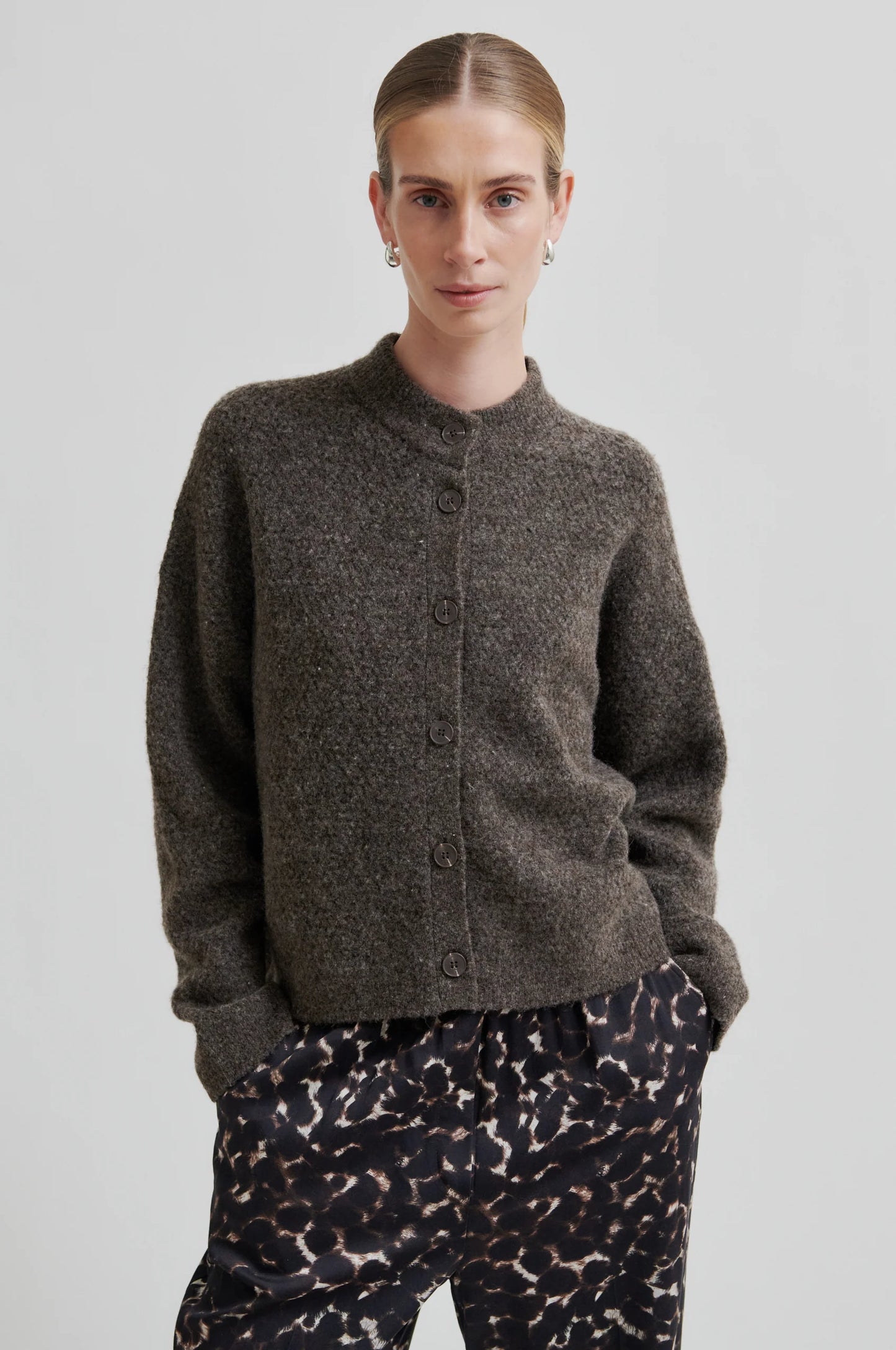 Second Female | Cardigan Menta en laine recyclée - Marron