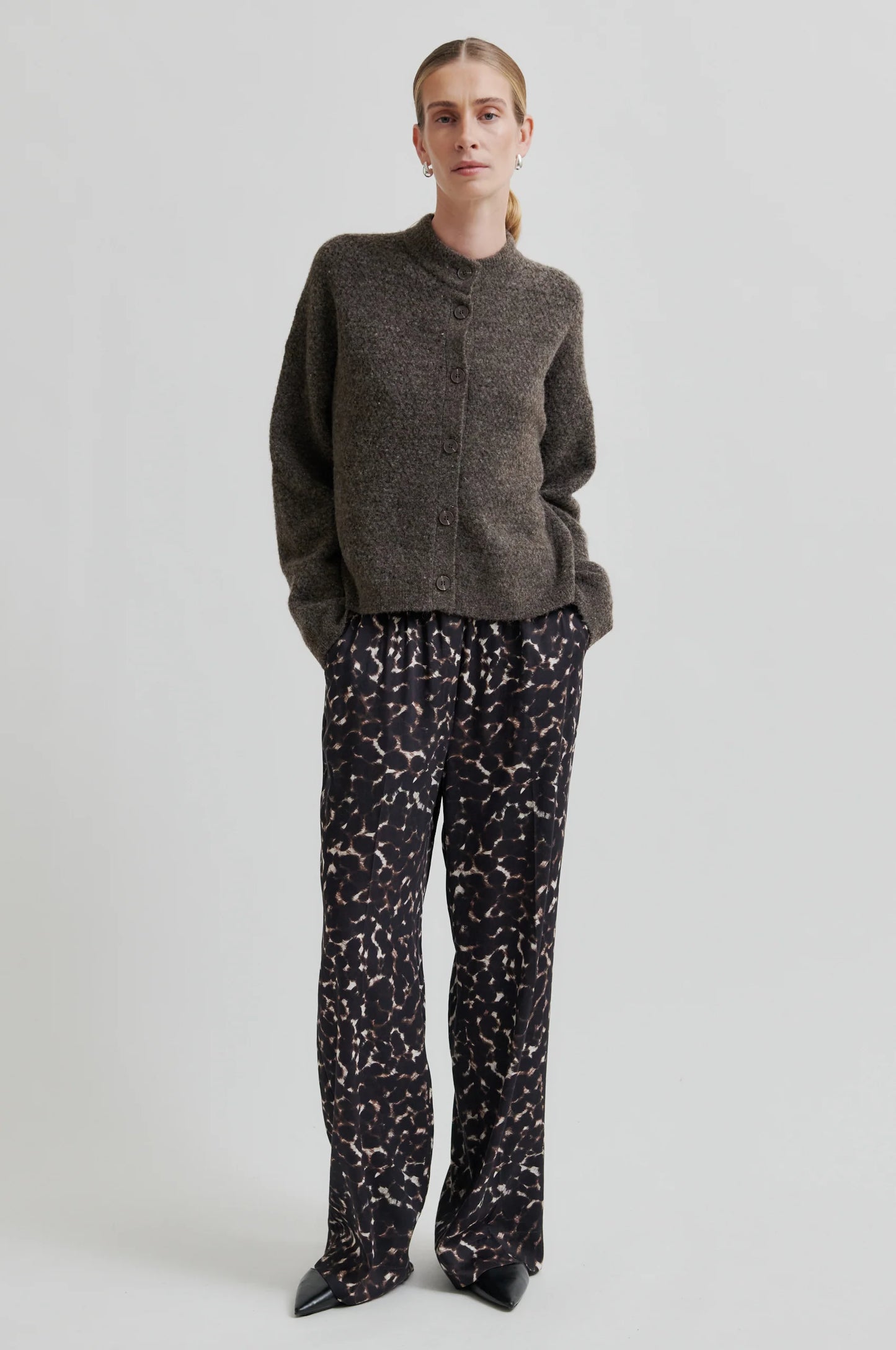 Second Female | Cardigan Menta en laine recyclée - Marron