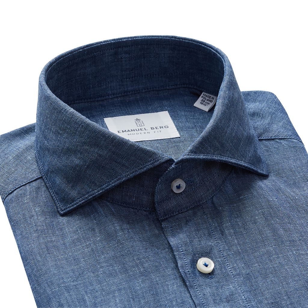 Emanuel Berg | Chemise en lin ''Havard'' - Bleu Moyen