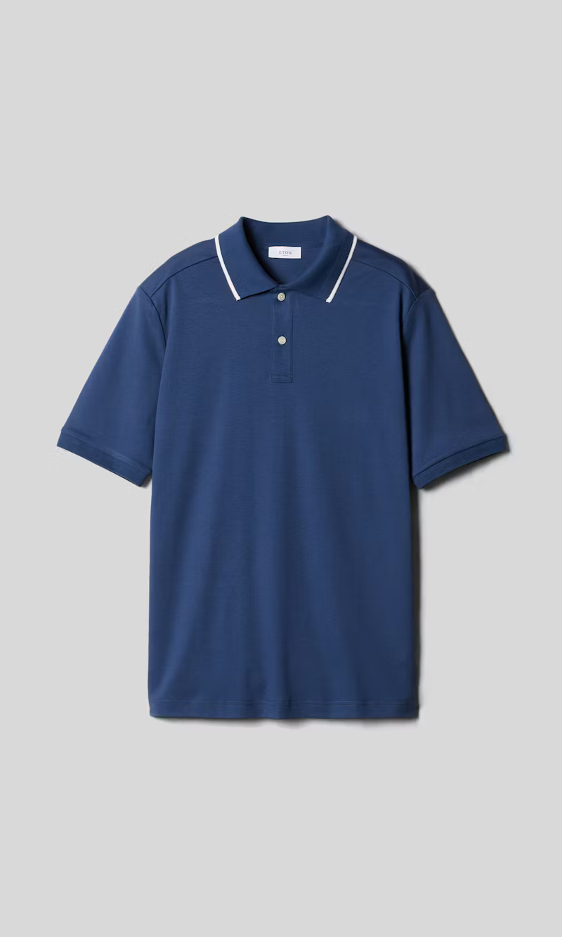Eton | Polo en coton Supima Interlock - Bleu