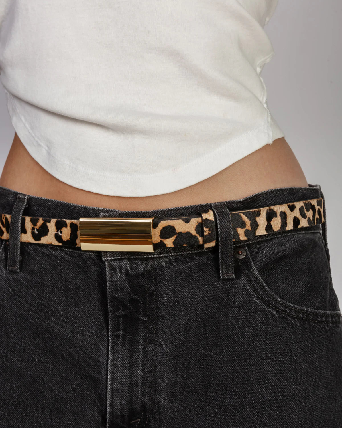 Black Suede Studio | Ceinture en cuir "City Belt" - Léopard