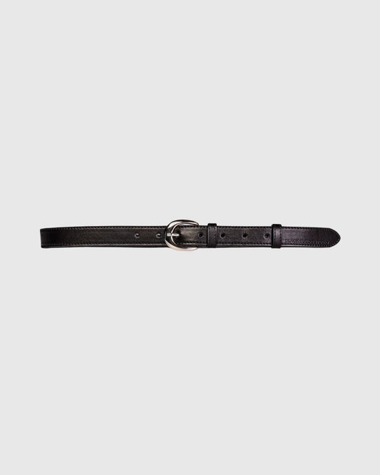 Black Suede Studio | Ceinture en cuir "Half Moon Belt" - Noir et Argent