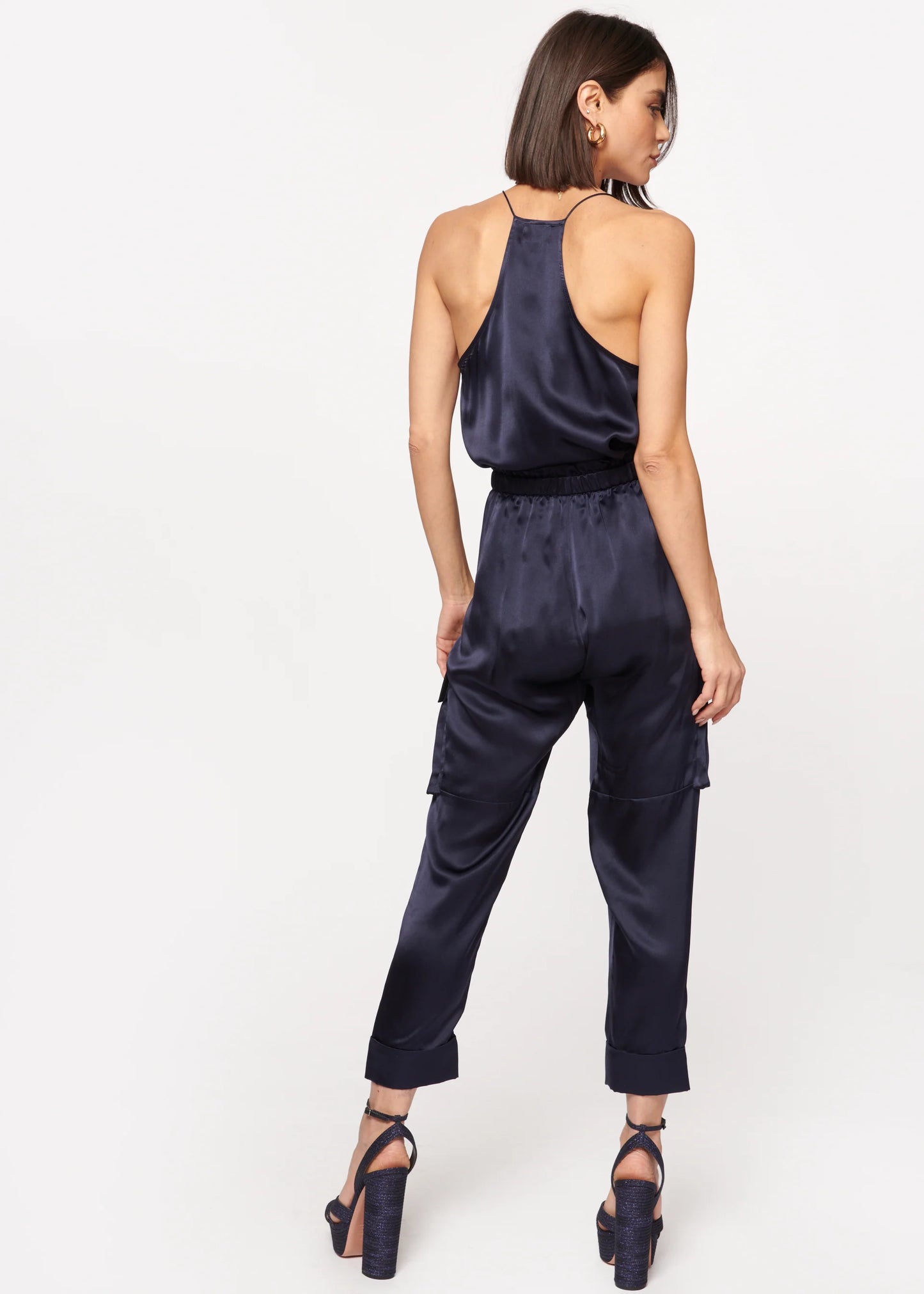 Cami NYC | Camisole ''Racer'' Charmeuse - Bleu marine