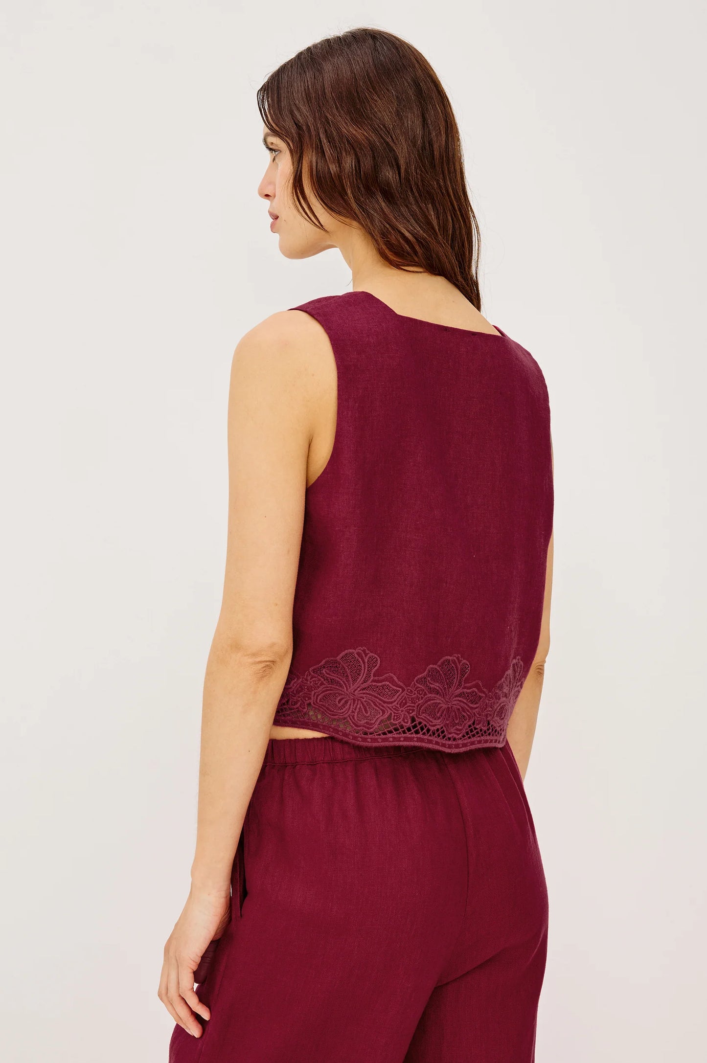 Rails | Le crop top en lin ''Akira'' -Broderie Hibiscus