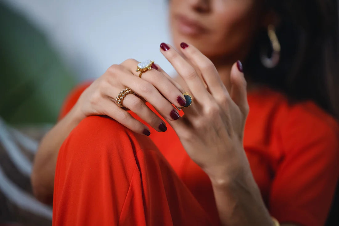 RM KANDY | Bague en Labradorite en or et perle