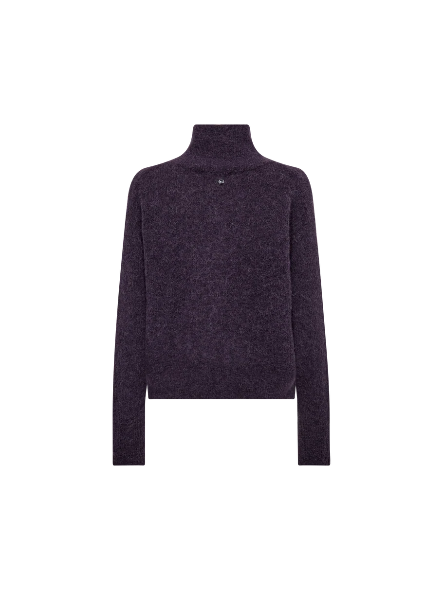 Mos Mosh | Cardigan en maille zippé 'Thora' | Mauve Foncé