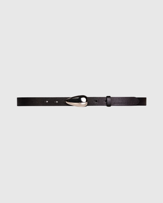 Black Suede Studio | Ceinture en cuir "Bean Belt" - Noir et Argent