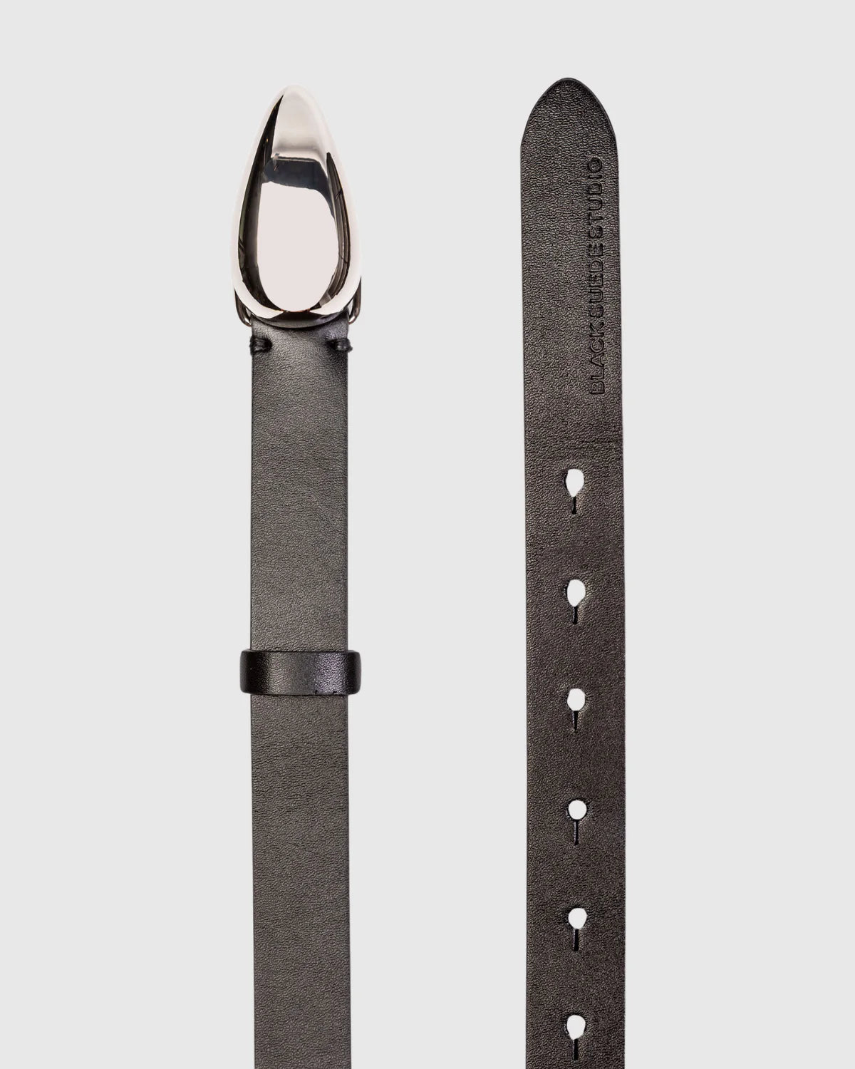Black Suede Studio | Ceinture en cuir "Bean Belt" - Noir et Argent