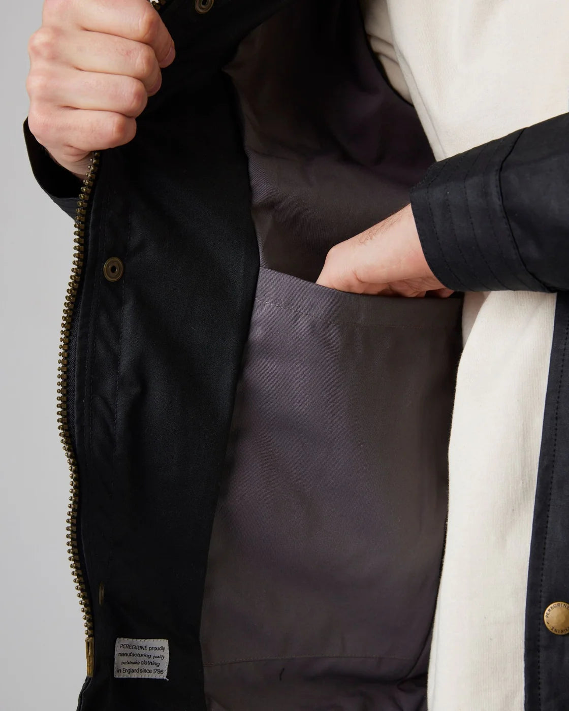 Peregrine | La veste en coton ciré ''Bexley'' - Noir