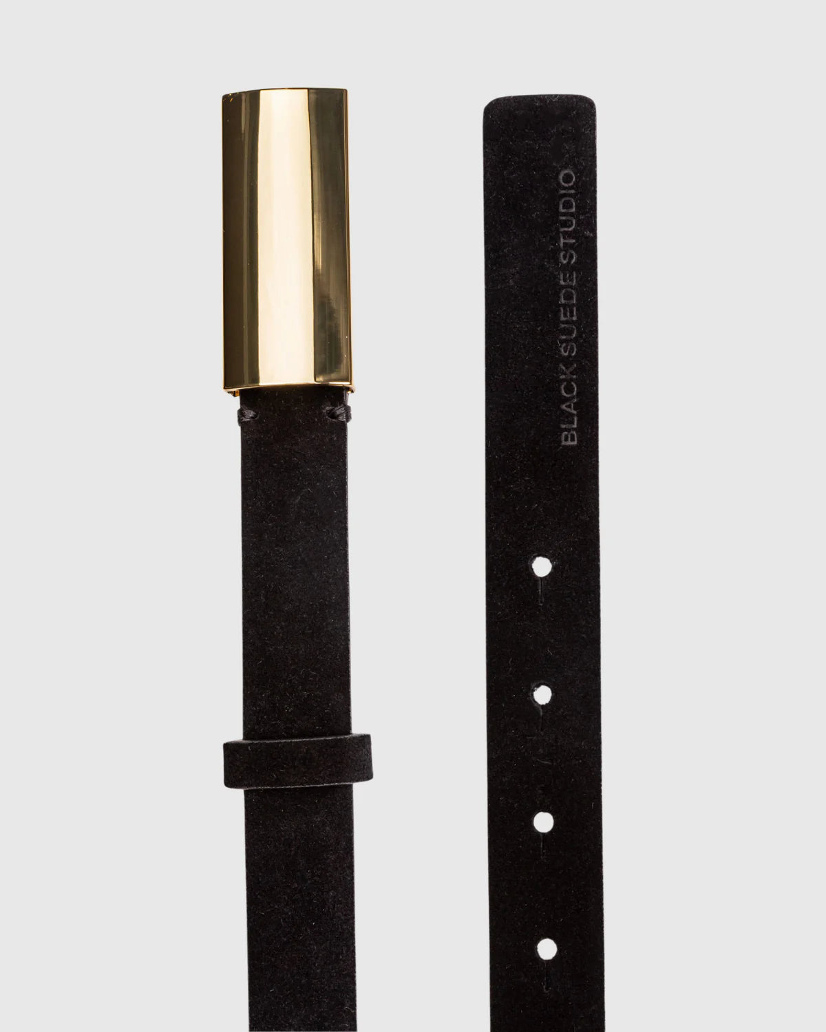 Black Suede Studio | Ceinture en cuir "City Belt" - Noir et Or