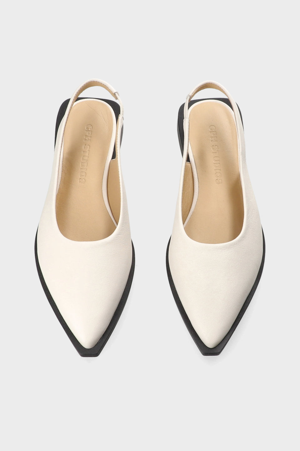 Copenhagen studio | Ballerines pointues en cuir - Crème