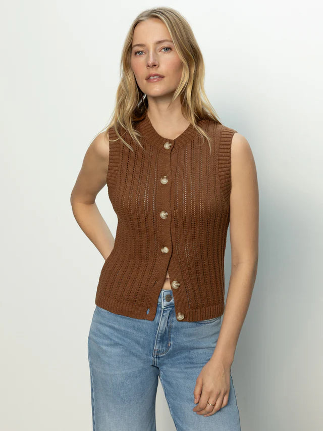 Sanctuary | Top "POINTELLE SHELL" - Marron
