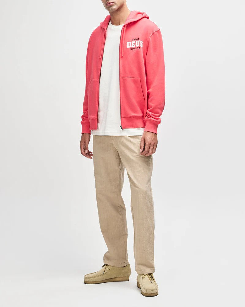 Deus Ex Machina | Le sweat à capuche zippé ''Buck up'' - Rouge melon