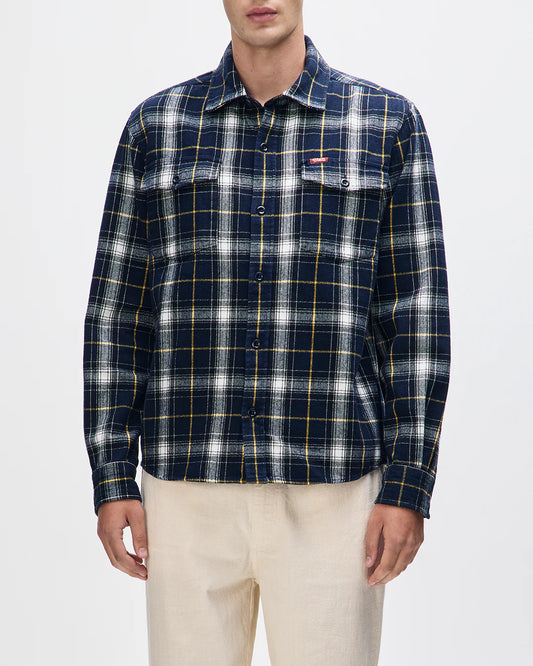 Deus Ex Machina | Chemise à carreaux en flanelle de coton ''Jermaine'' - Bleu