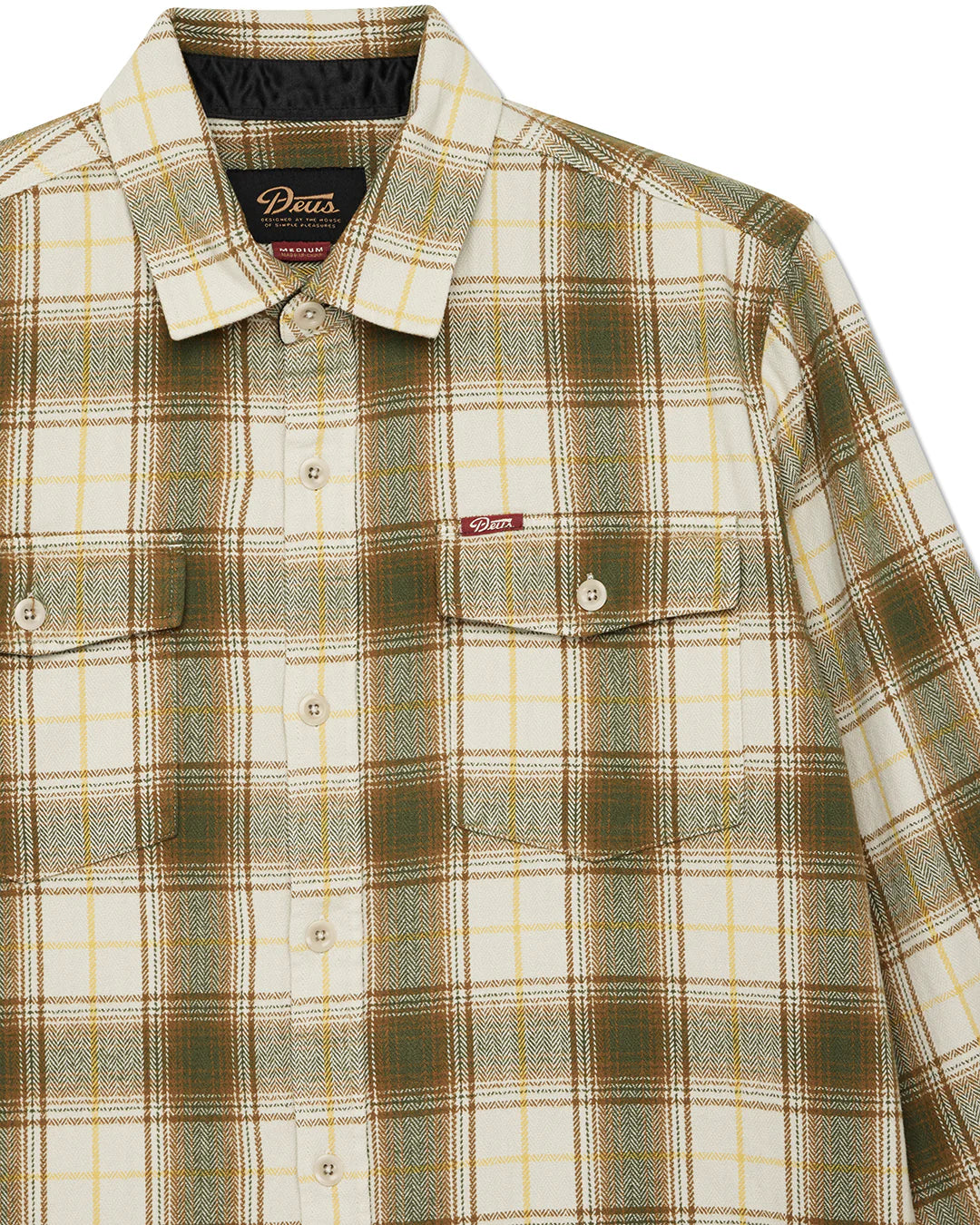Deus Ex Machina | Chemise à carreaux en flanelle de coton ''Jermaine'' - Blanc sale
