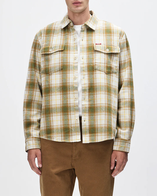 Deus Ex Machina | Chemise à carreaux en flanelle de coton ''Jermaine'' - Blanc sale