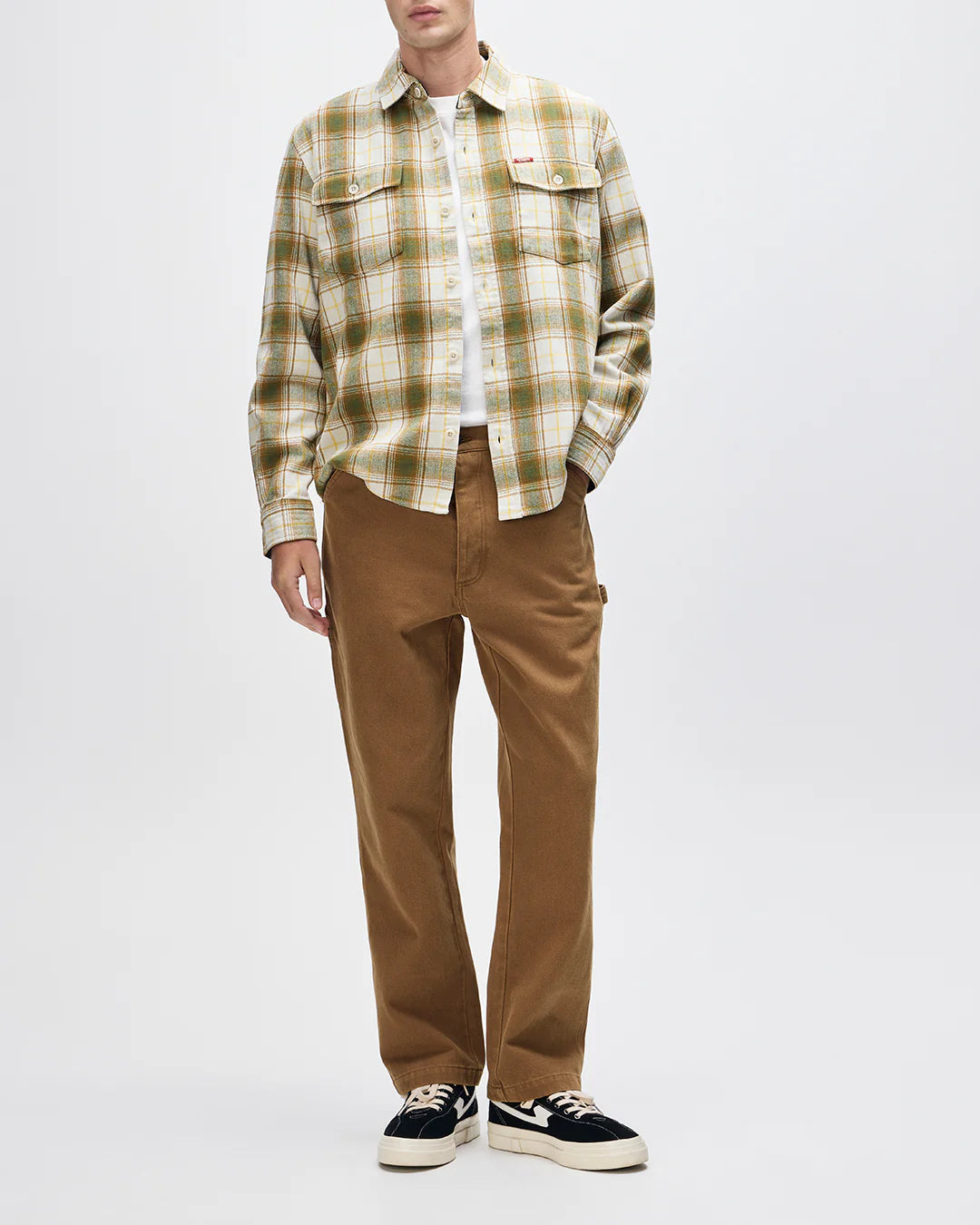 Deus Ex Machina | Chemise à carreaux en flanelle de coton ''Jermaine'' - Blanc sale