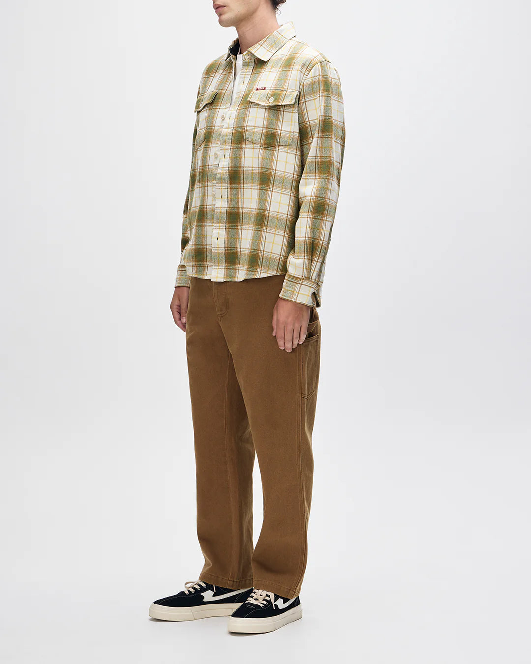 Deus Ex Machina | Chemise à carreaux en flanelle de coton ''Jermaine'' - Blanc sale