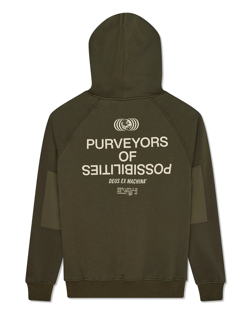 Deus Ex Machina | Sweat à capuche ample Axis - Olive foncé