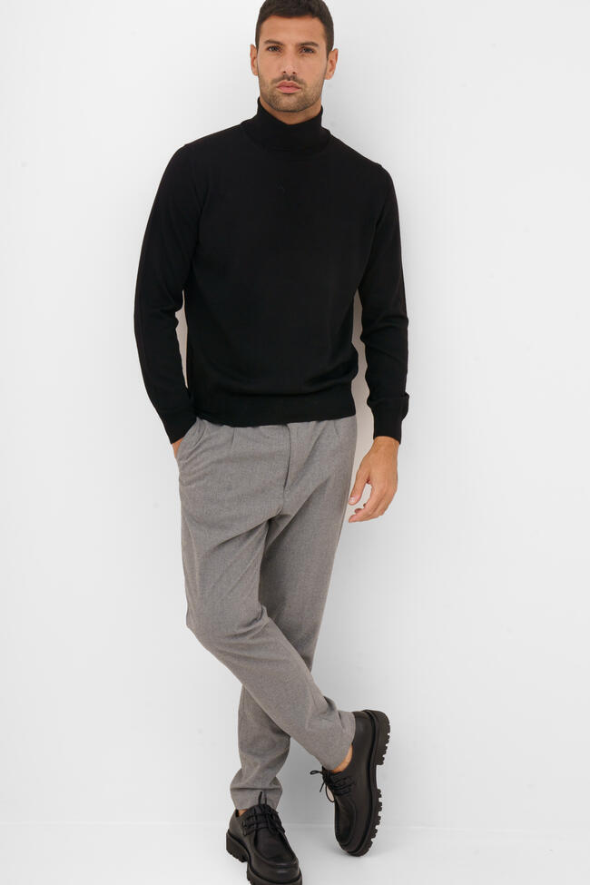 Ferrante | Pull en laine mérinos Col roulé - Noir