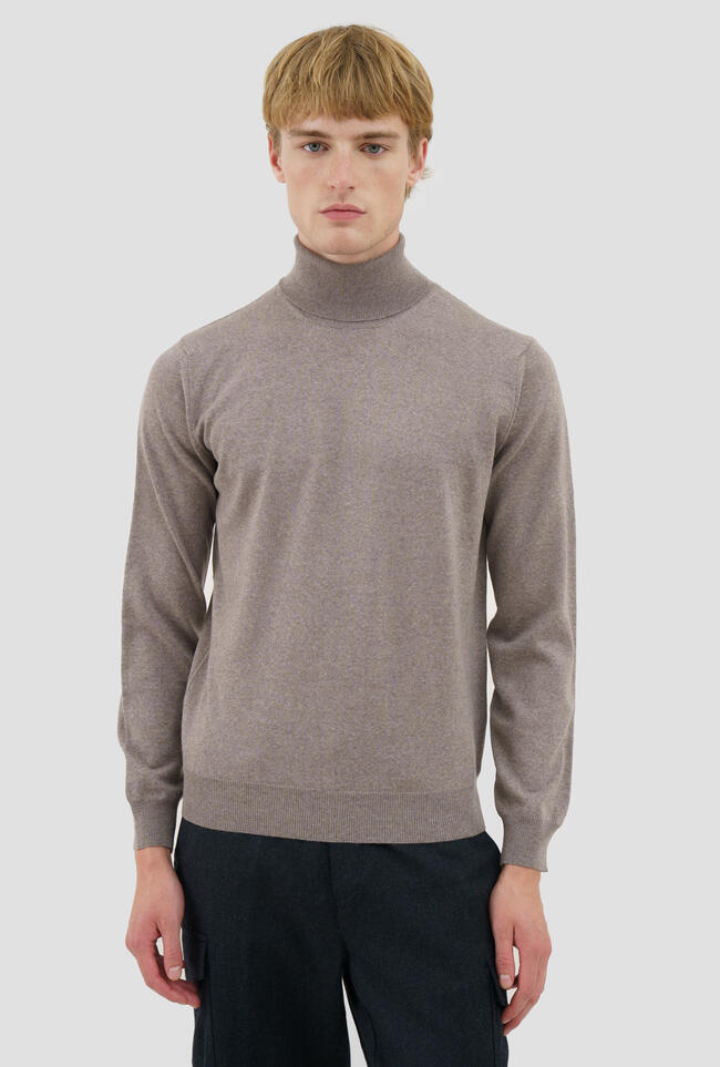 Ferrante | Pull en laine mérinos Col roulé - Beige