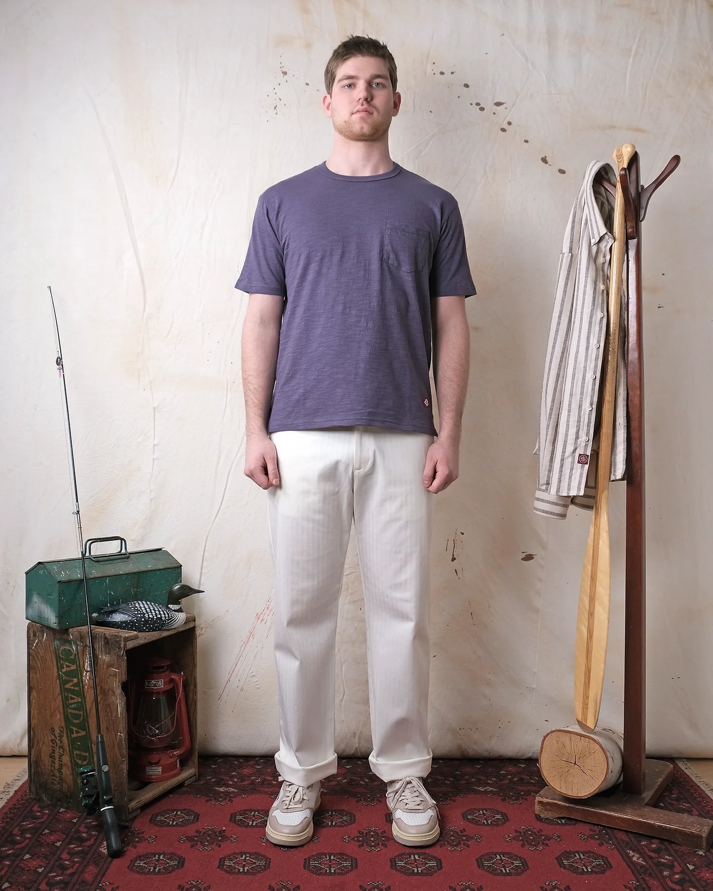 Outclass | T-shirt en cotton slub avec poche - Violet