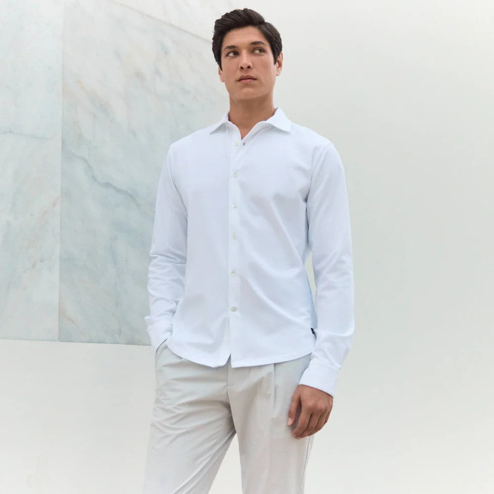 WAHTS | La chemise extensible en jersey ''Duke'' - Blanc